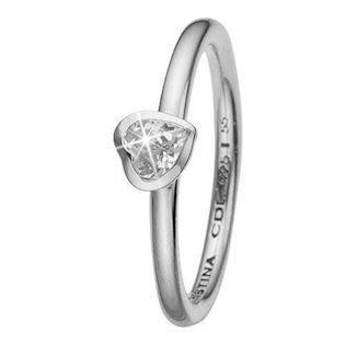 Christina Collect 925 sterling sølv Promise hjerte ring med hvid topaz, model 2.14.A-55